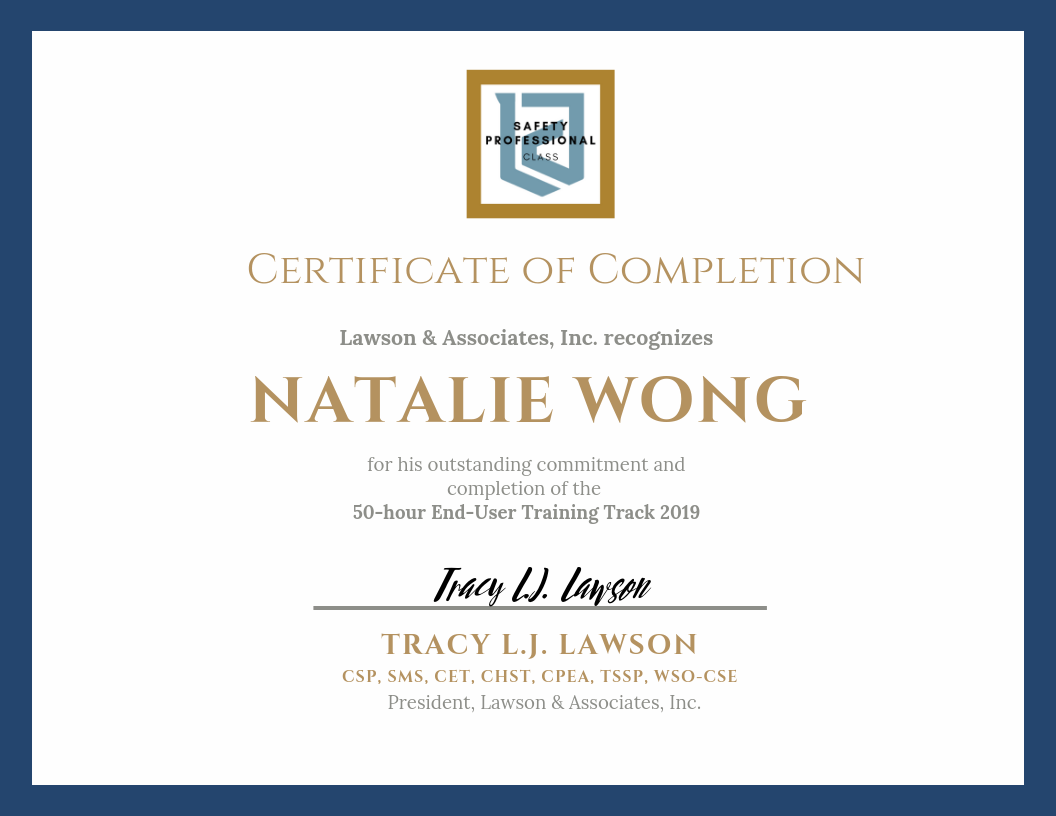 LAWSON TRAINING TRACK Certificate of Completion - Safety Professional .png
