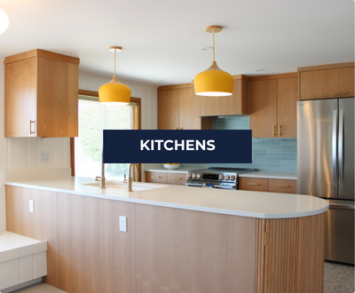 Kitchen remodel with island pendant lighting, Clinton, South Whidbey Island