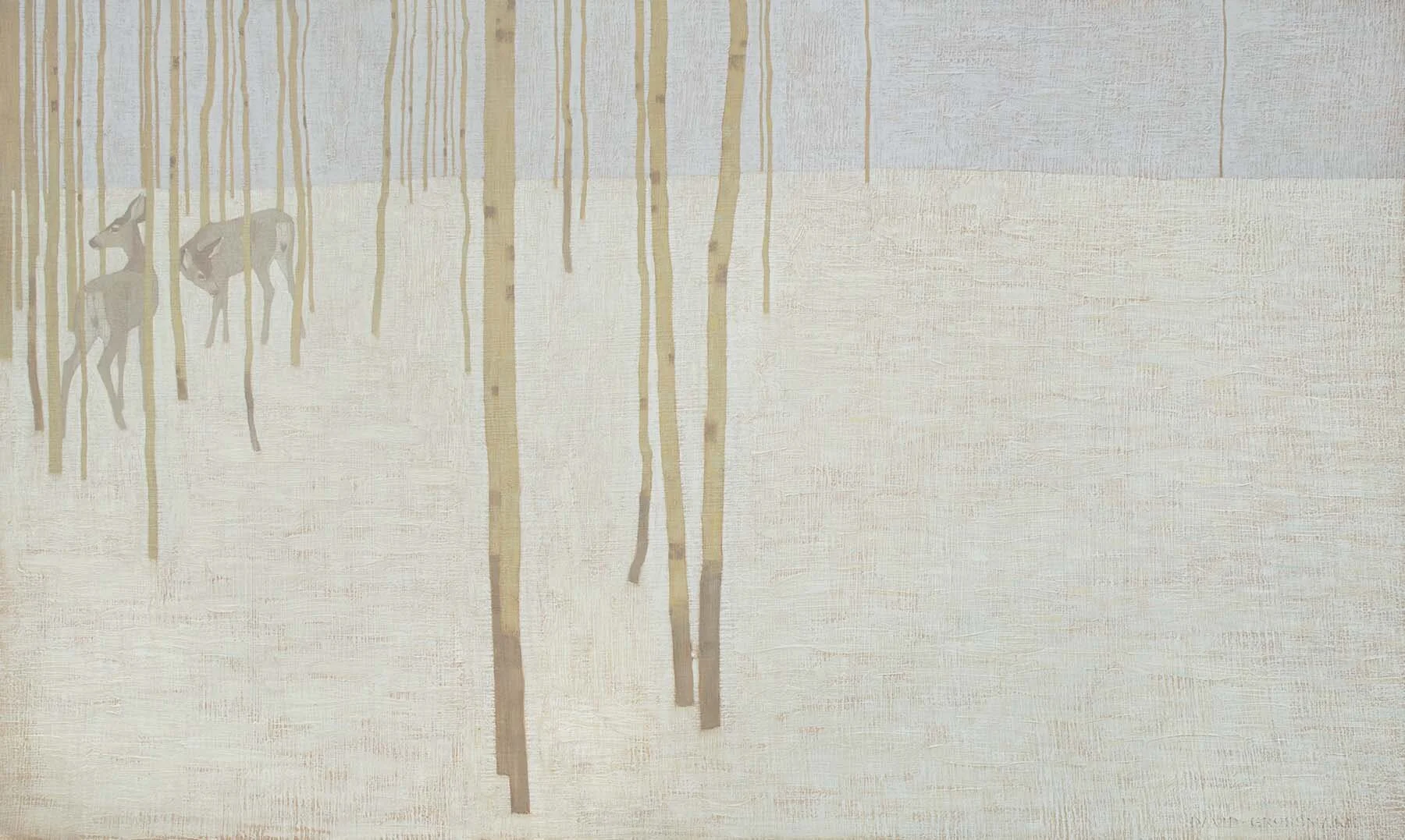 Two Deer in Winter Colors