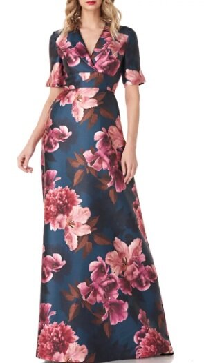 Kay Unger - Jessica Mikado Floral Gown
