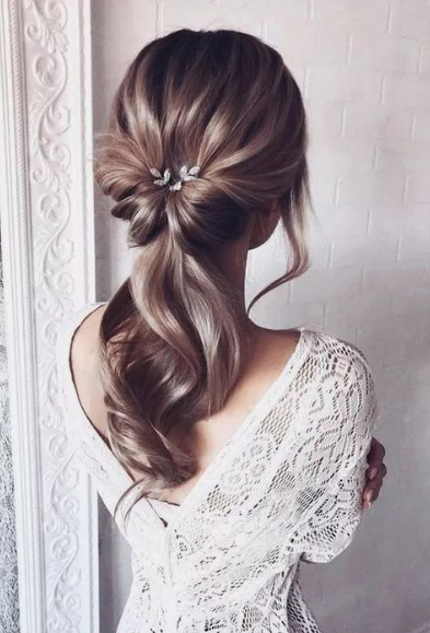 Gorgeous wedding hairstyles with veils_BORDEAUX fingertip wedding veil for  ponytail 1 - TANIA MARAS | bridal headpieces + wedding veils