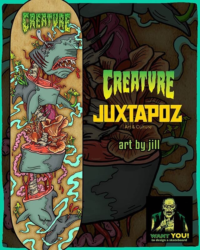 My first submission for the @creaturefiends x @juxtapozmag skate deck design contest! 
#creaturefiends #juxtapoz #skateboarding #skateboard #CreatureGraphicFreakout #creature 
#creaturefiendfavorite