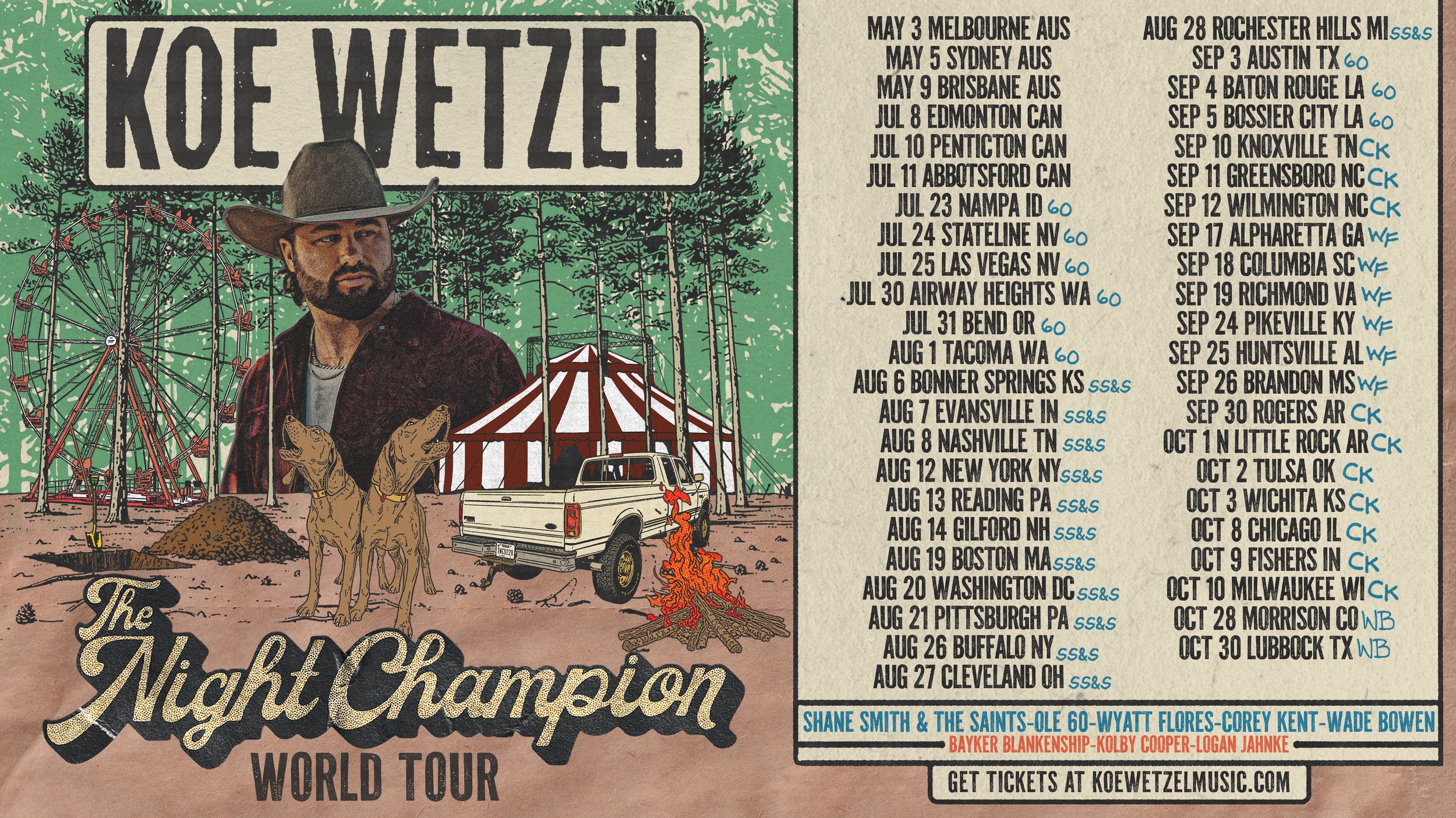KOE WETZEL ANNOUNCES THE NIGHT CHAMPION WORLD TOUR