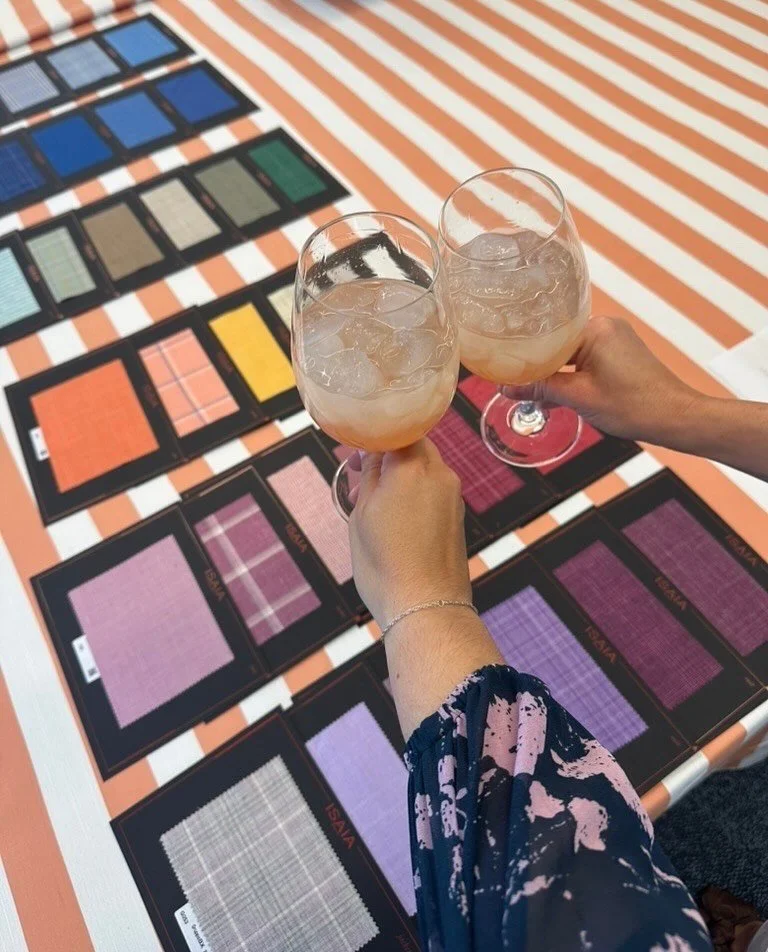 The experience began months prior in Chicago, where Brigade team members Stacey and Katie joined our clients during their board meeting. There, our clients selected their custom fabrics and received initial tailoring. To ensure the highest standard, 