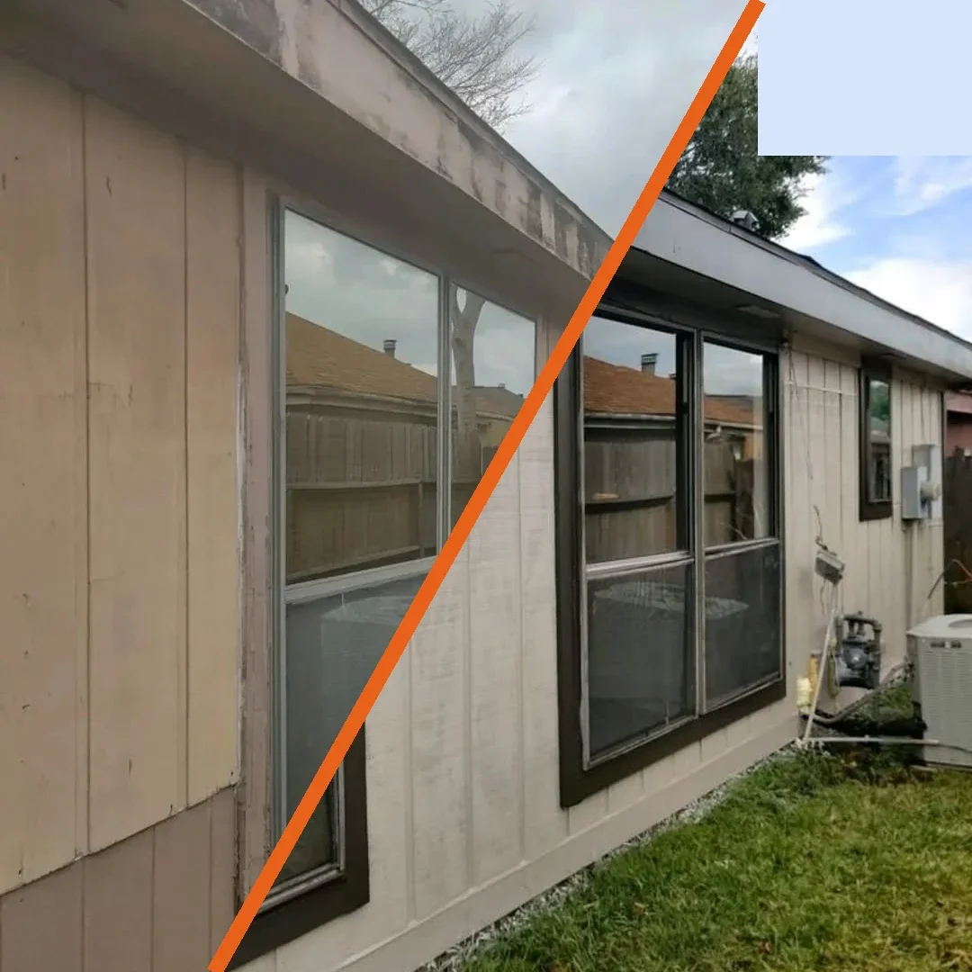Before and after exterior home renovation Houston TX - cash home buyers Harris County