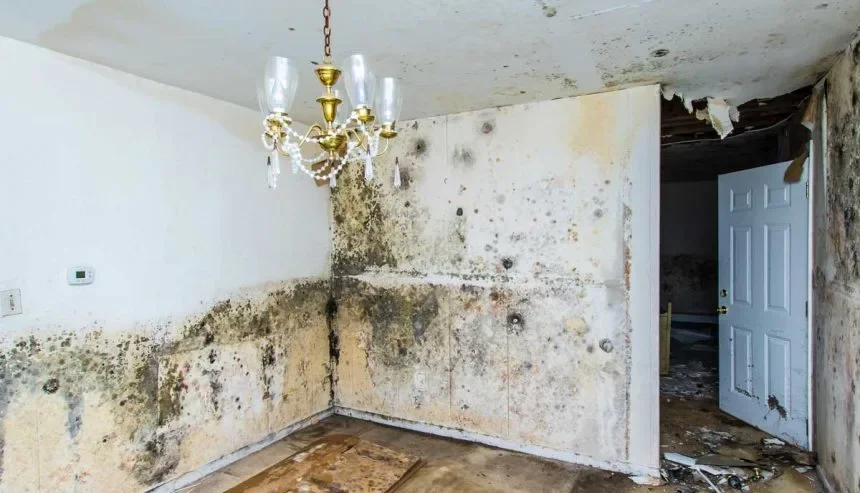 Room with mold and water damage in Houston