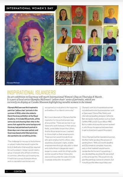 23 February 2018 Contact Magazine, Guernsey Chamber of Commerce article features “Amazing Women” exhibition.Guernsey Chamber of Commerce