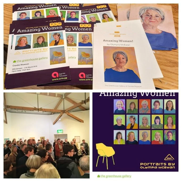 25 January 2018 “Amazing Women! Yellow Chair Portraits” solo exhibition opening / Greenhouse Gallery, Candie Museum.Exhibition websiteGuernsey Press articleGuernsey Arts Commission link