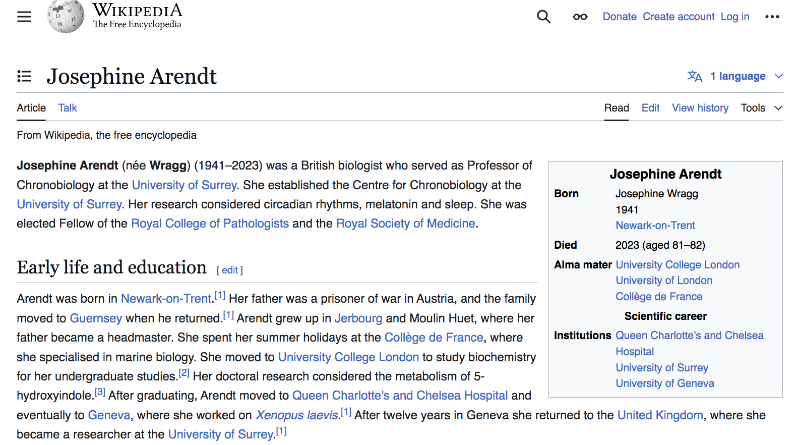 Thanks so a BBC R4 science program, I reached out to Jess Wade of Imperial College London, and told her about the Prof's incredible CV, two days later Josephine finally had her own wiki page.