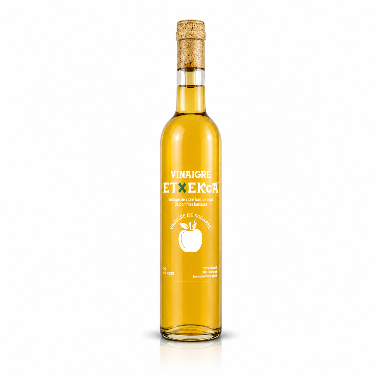 Vinaigre de Sagarno Naturel issu de la fermentation du mout de Pommes Basques - 50 cl