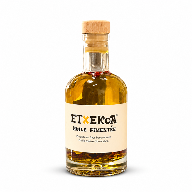 Huile d'olive Pimentée Bio Etxekoa avec Bec verseur intégrée 25 cl