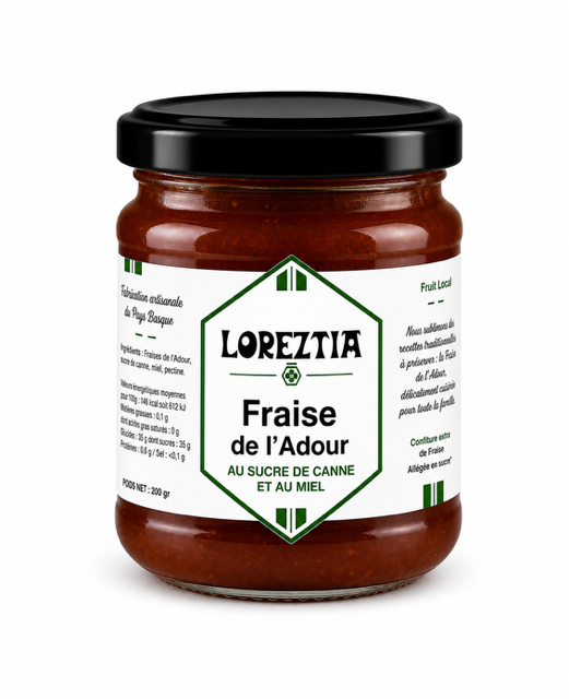 Confiture de Fraise de l’Adour - Fabrication Pays Basque - 200 grs
