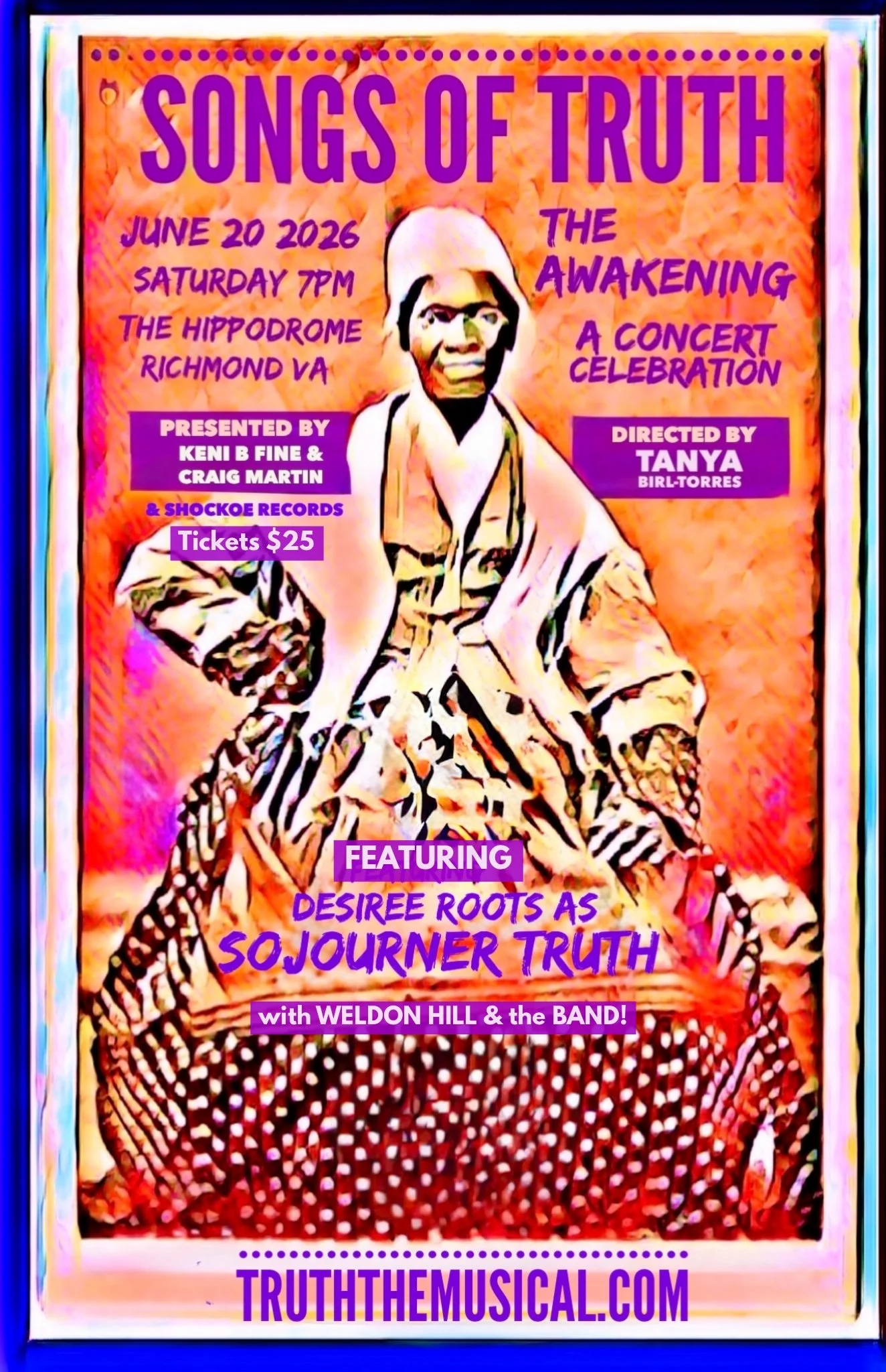 Songs of Truth; concert; musical; musical theater; Sojourner Truth; Hippodrome; Shockoe Records; Richmond, VA; RVA; Juneteenth