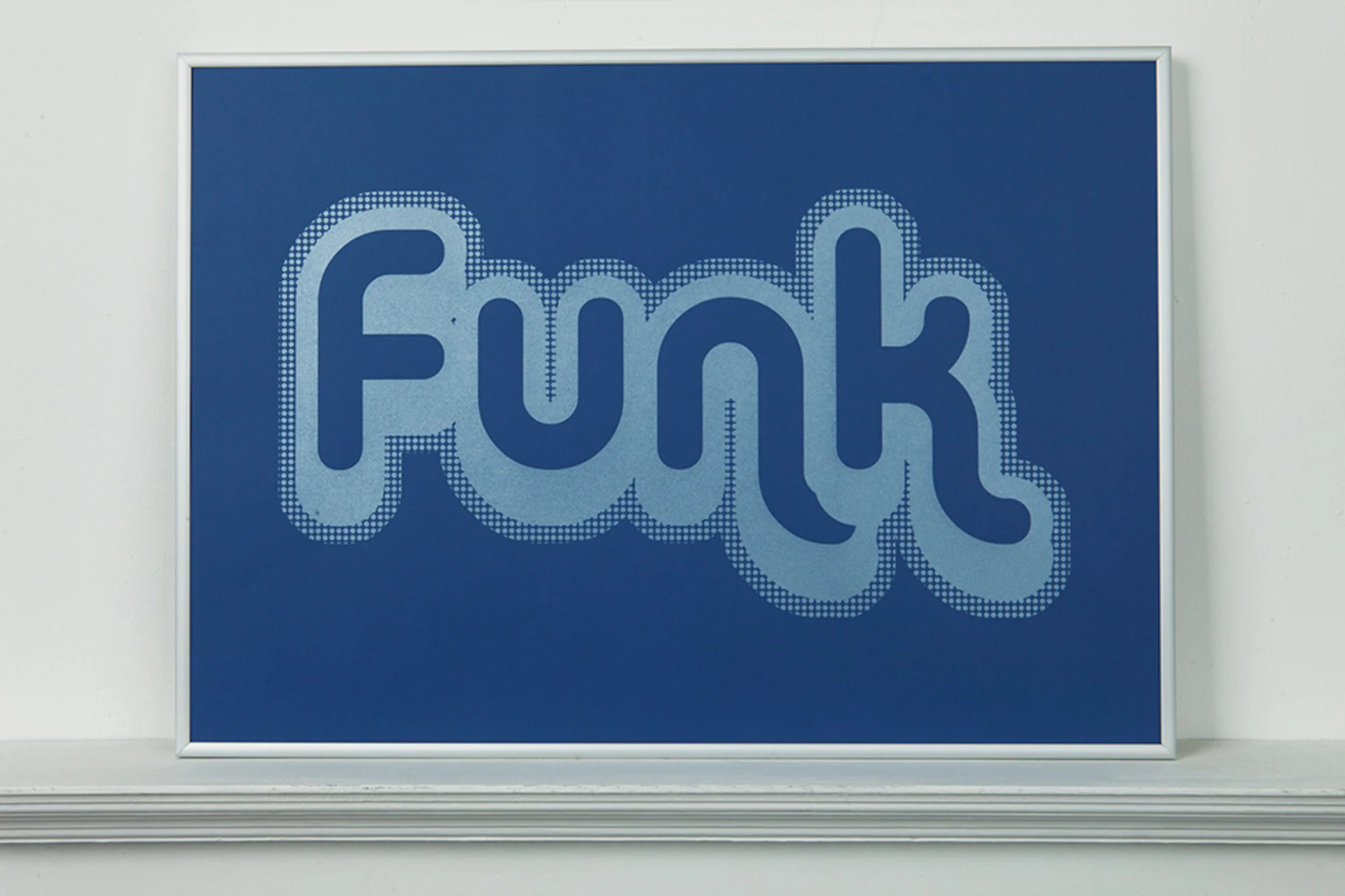 Funk Screen Print - Silver and Blue