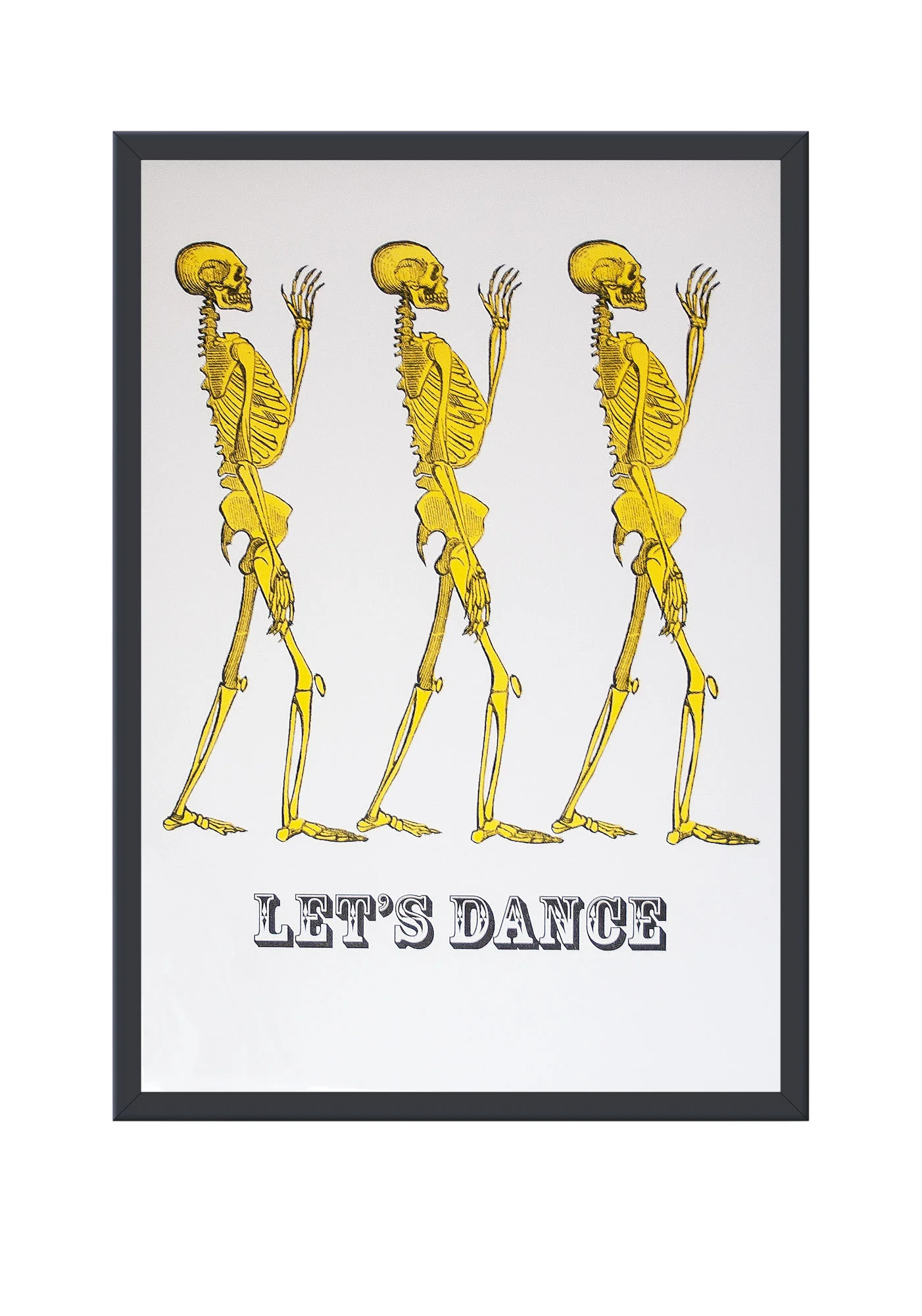 Neon Yellow Skeleton ‘Let’s Dance’ A3 Print