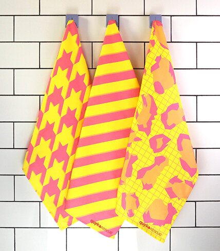 Pink and Yellow Tea Towel Trio.