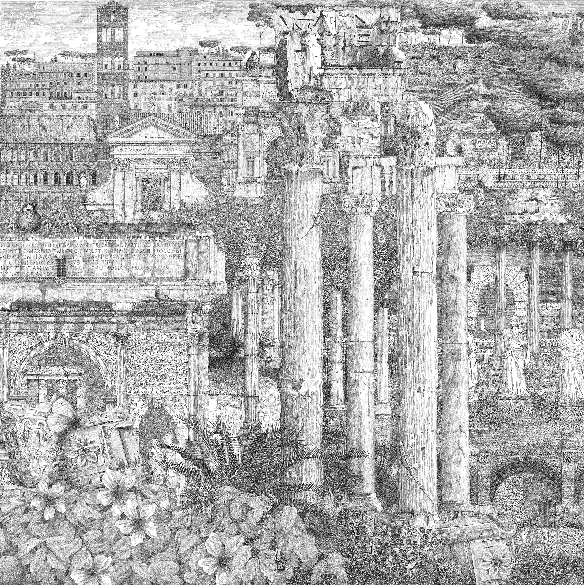 Foro Romano. Par la force des choses. 2020. Encre sur papier. 120 X 120cm