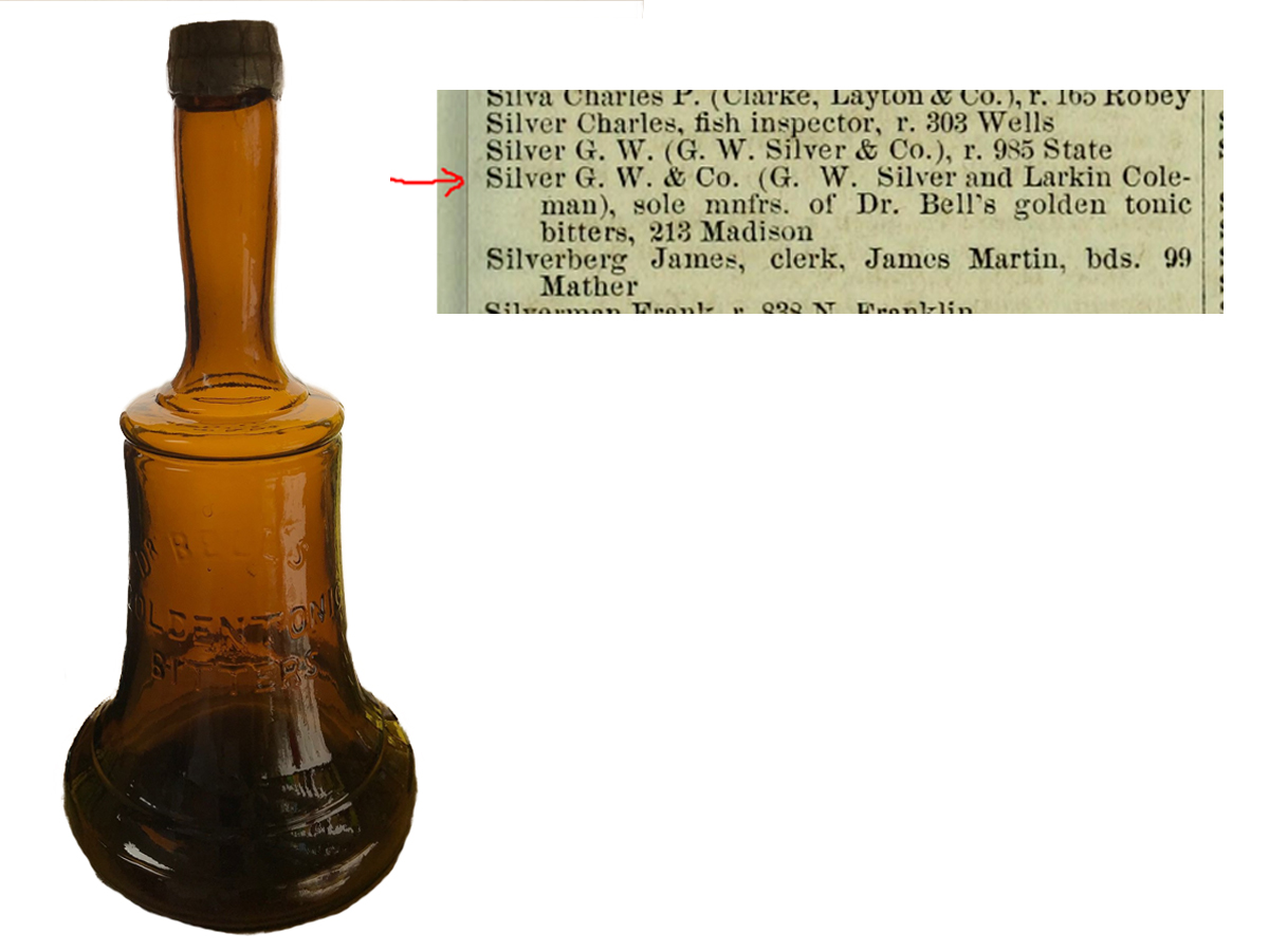Dr. Bell's Golden Tonic Bitters (IP base) and 1869-70 directory listing