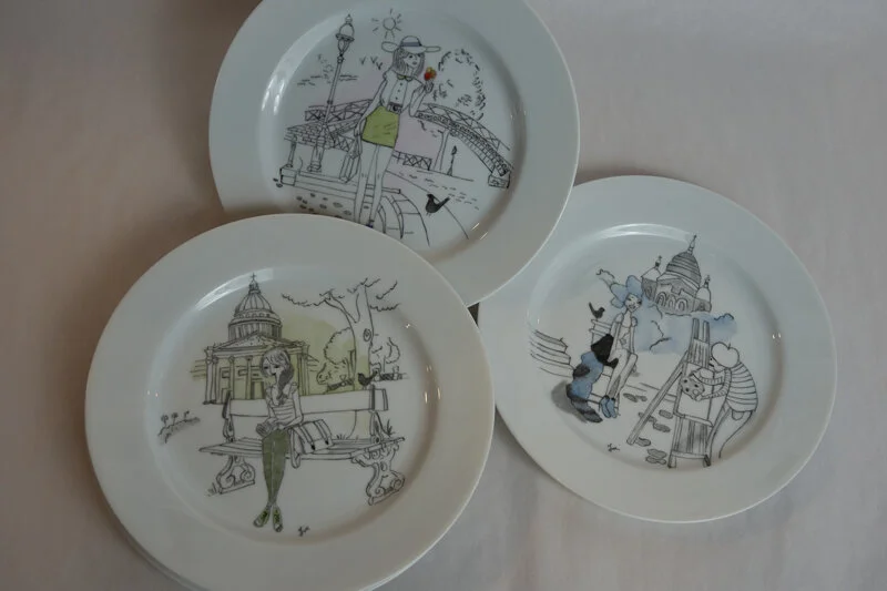 Assiettes à dessert "Les Parisiennes"