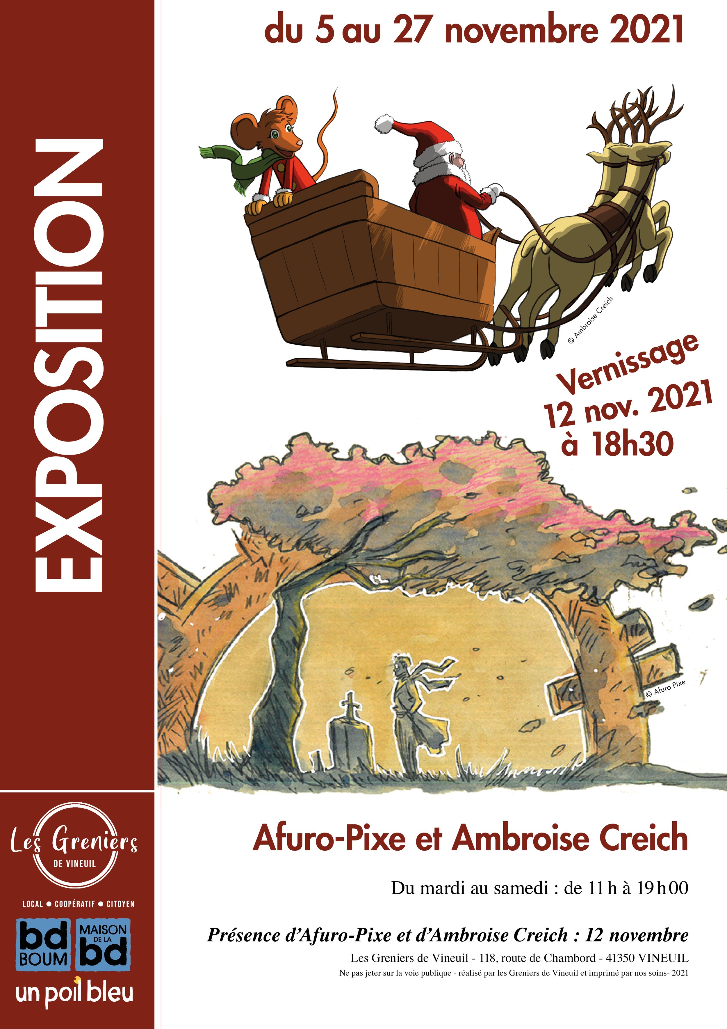 [EXPO] Les dessinateurs Afuro-Pixe et Ambroise Creich exposent aux Greniers !
