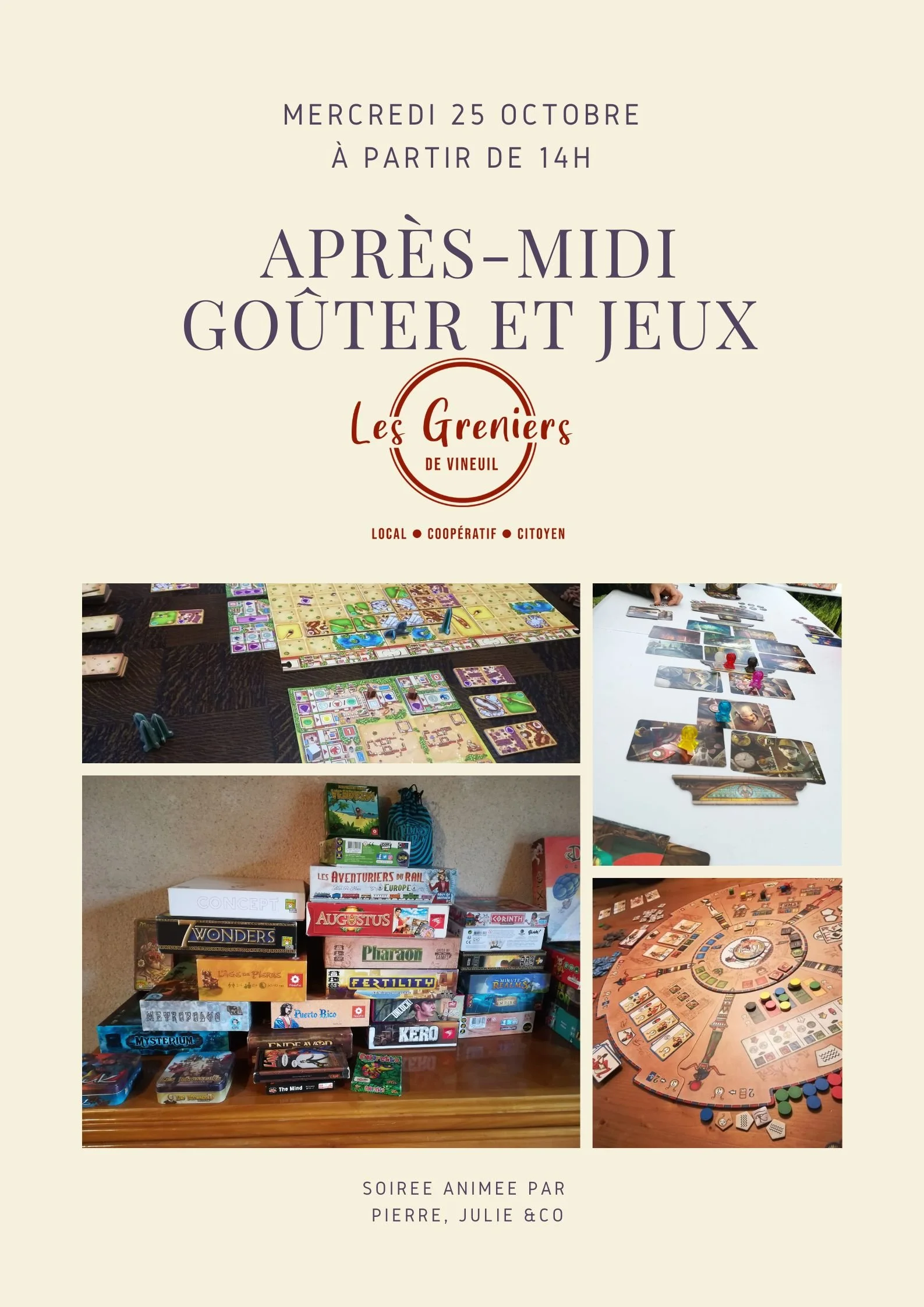 [ANIMATION] Apres-midi gouter et jeux de societe aux Greniers