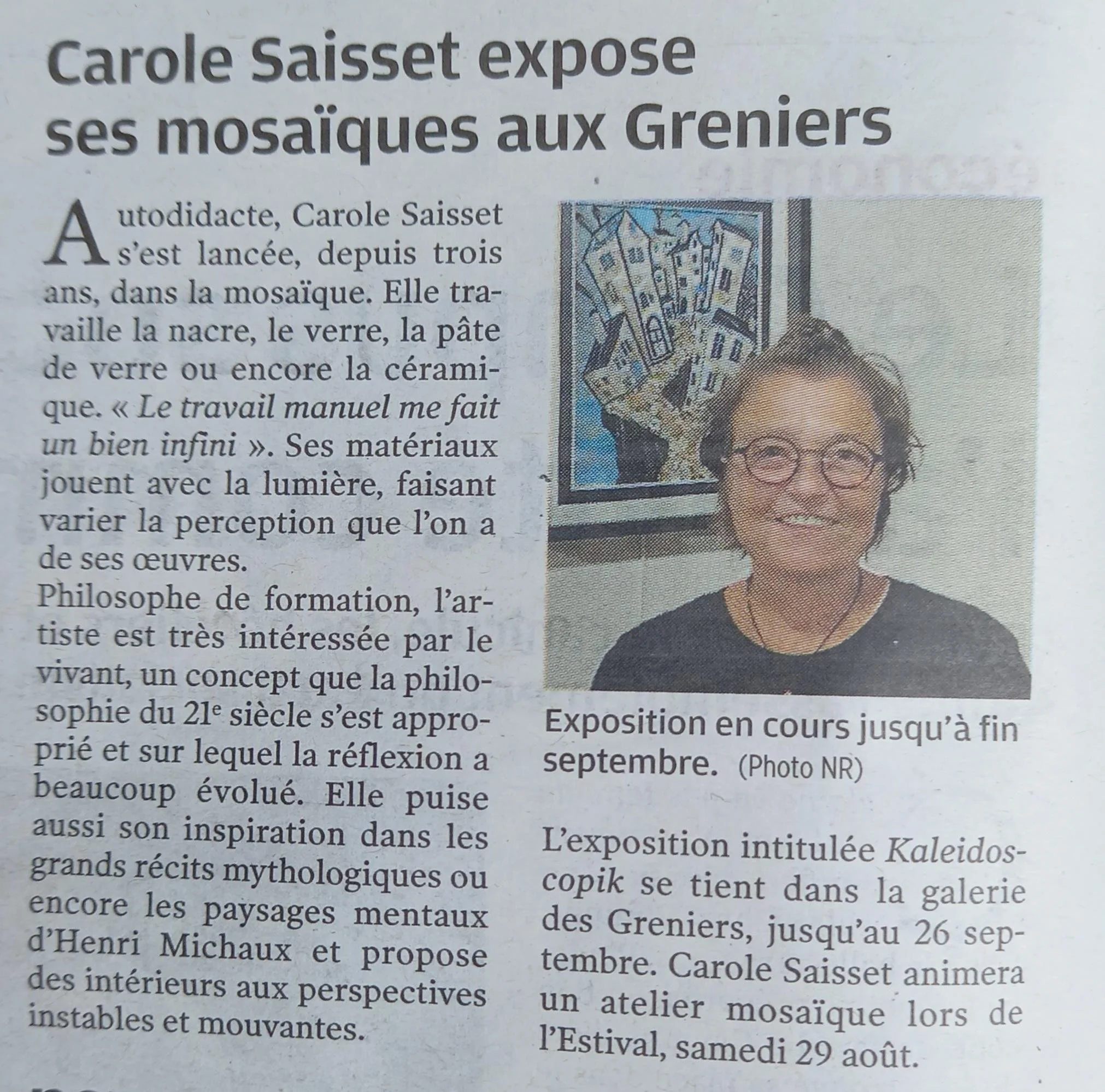 Article la NR - Août 2026 - Kaléidoscopik - Mosaïque contemporaine par Carole SAISSET