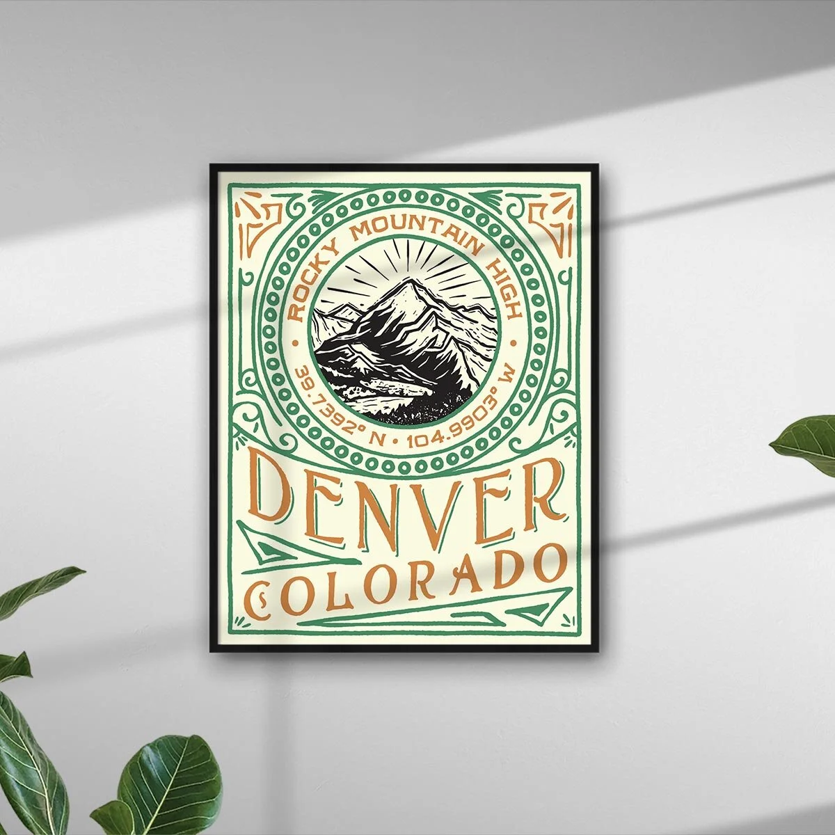 DenverColoradoMountainPrintGreenOrange.jpg