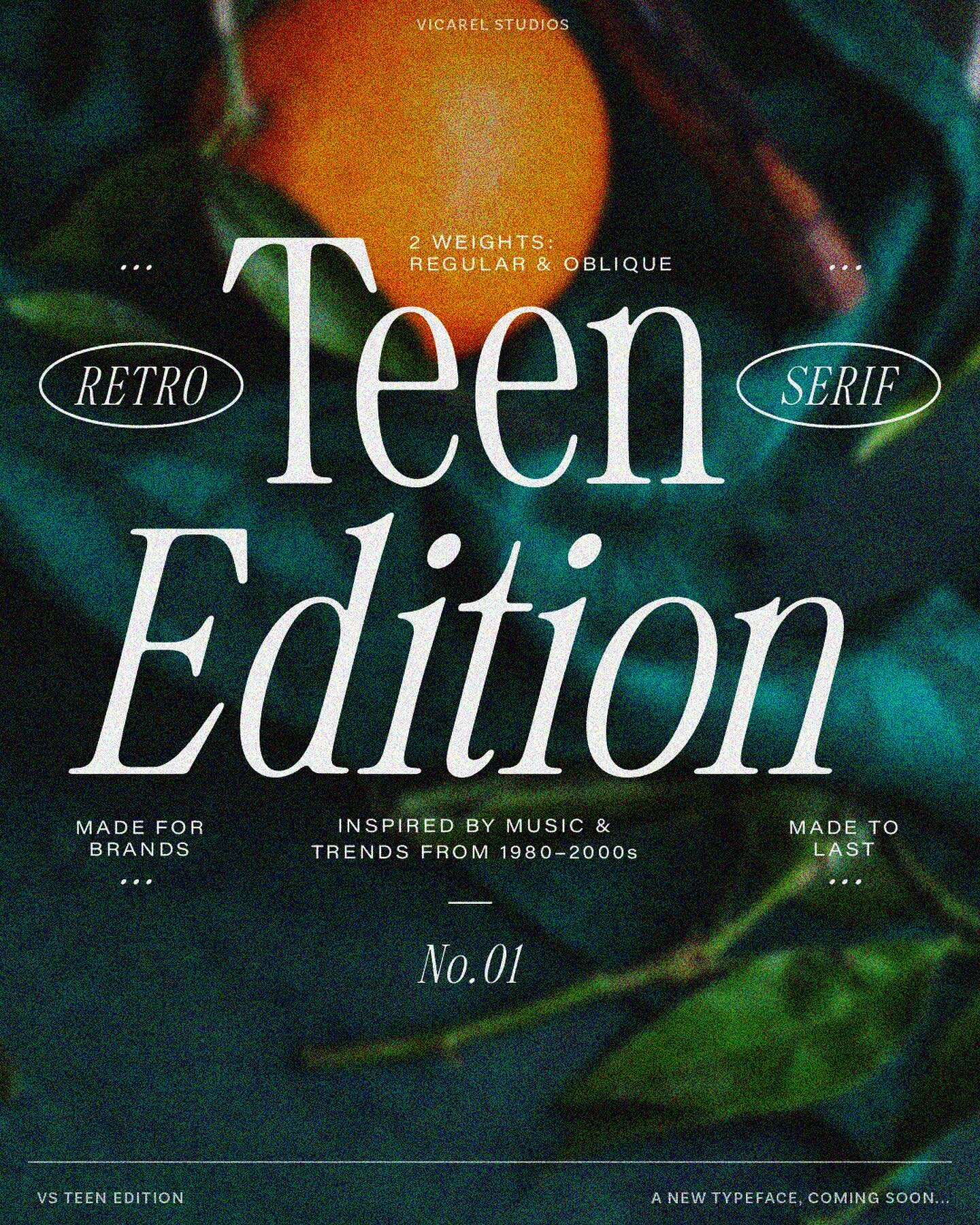Teen Edition, our newest font, is almost available! Launching next week with a 25% off discount if you want it &mdash; all you gotta do is sign up for our newsletter (in my bio).
.
Inspired by being born in the 80s, growing up in the 90s, and being c