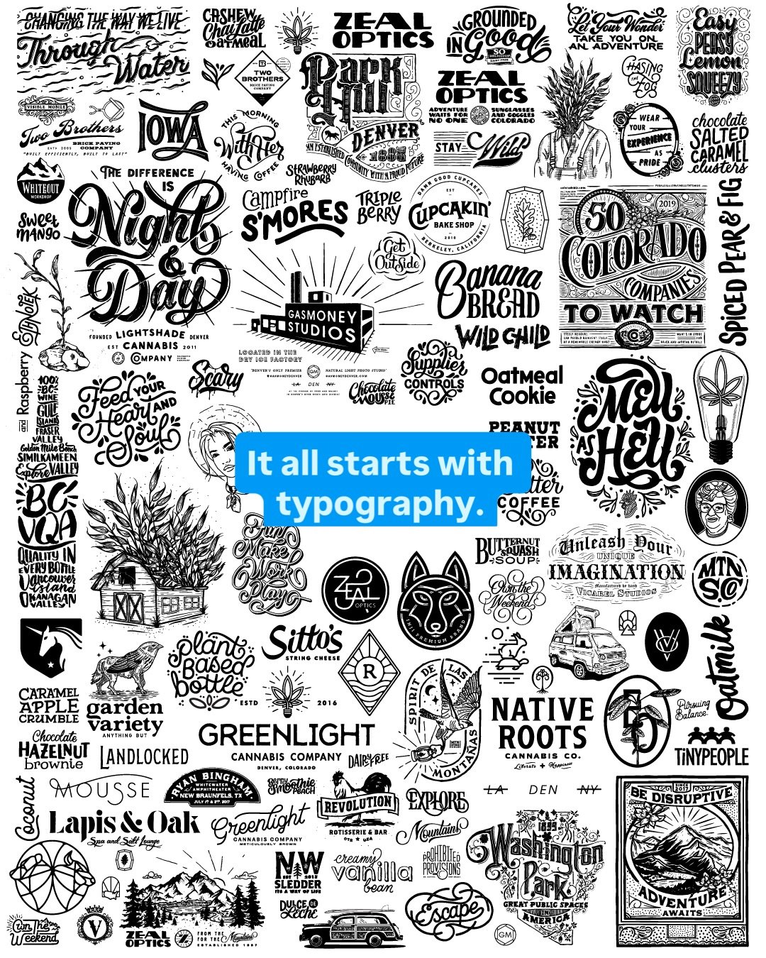 It almost always starts with typography.

Before colors, illustration, and layouts, we look at letters.

The right typeface can signal a lot about a brand position, advantage, personality... Exploring fonts early on is a strategic play.

When you bui