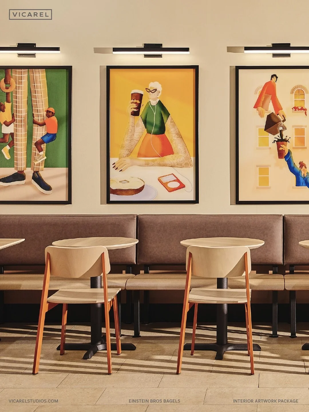We&rsquo;re tickled (delighted? stoked? jazzed? ... all of the above.) to share this project: a gallery artwork series and vinyl murals for Einstein Bros Bagels&nbsp;@einsteinbros 

Albeit a fun and playful illustration series, the final output was a