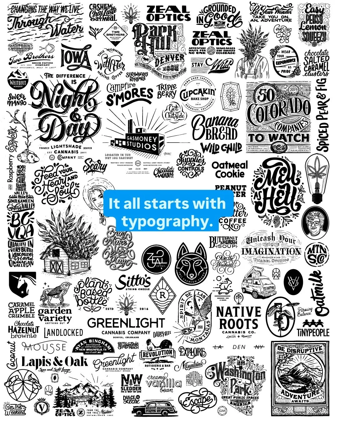 It almost always starts with typography.

Before colors, illustration, and layouts, we look at letters.

The right typeface can signal a lot about a brand position, advantage, personality... Exploring fonts early on is a strategic play.

When you bui