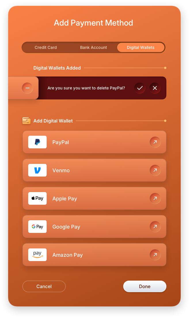 Fintech UI/UX Design - Wallet - Digital Wallet Row Functionality Reveal - Web App by The Skins Factory