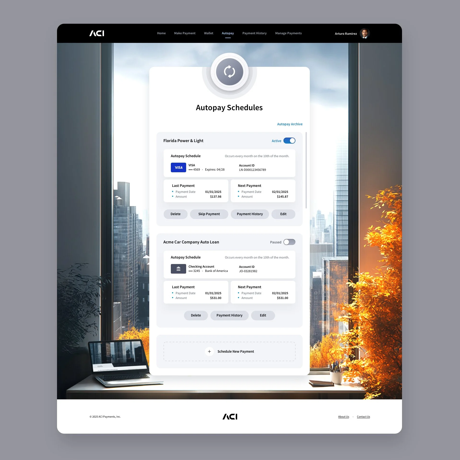 Fintech UI Design - Biller Web App - Autopay Screen