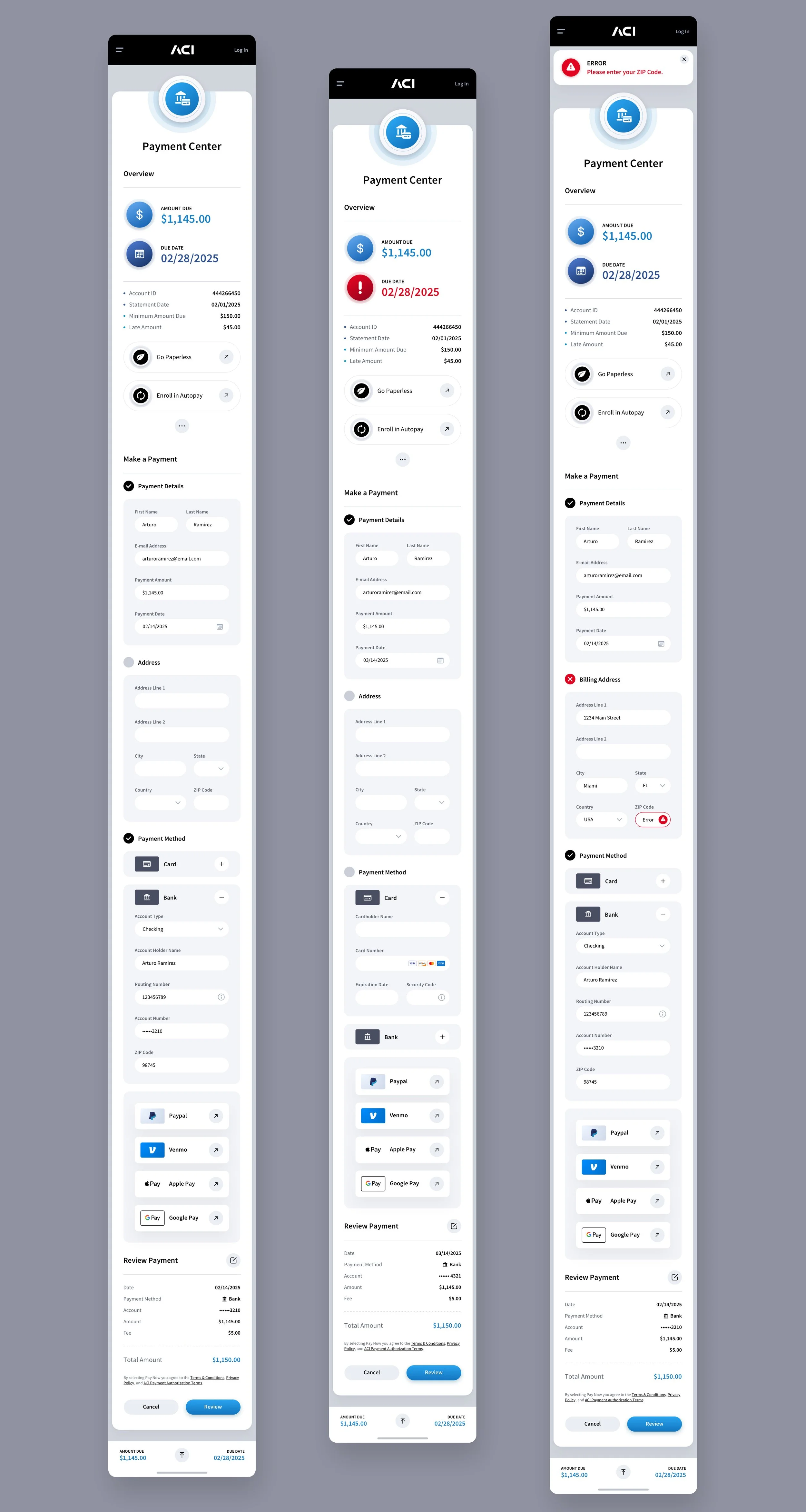 Fintech Biller Mobile App UI IX Design - Navigation & Make a Payment Screens