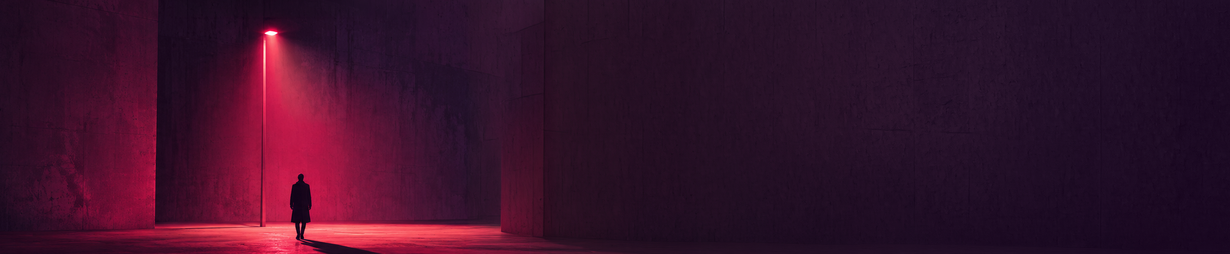 When should cybersecurity software be redesigned? A solitary cybersecurity agent moves through a dark brutalist environment illuminated by magenta light
