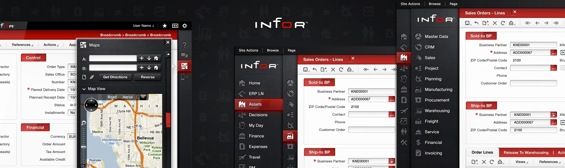 Infor10 Desktop Application UX & UI Design The Skins Factory was given the task of completely overhauling the user interface & interaction design of Infor's flagship application suite - Infor10. By incorporating a sliding side navigation scheme complete with contextual display & dynamic expansion, the new UI allows end-user to reclaim valuable real estate. It also delivers a bold, new look that both compliments & reinforces the strengths of the Infor brand.