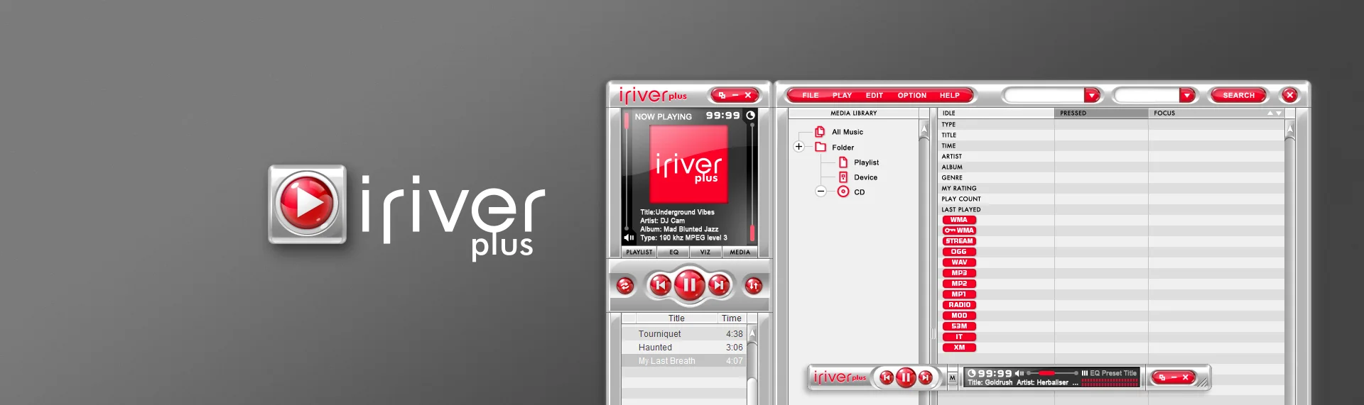 iRiver Plus Desktop Application UX & UI Design When The Skins Factory was approached to design & create iRiver's new digital jukebox user interface, iRiver Plus, our team set out to develop a style that would set this application apart, in a market that was saturated with digital audio media players & jukeboxes. A fusion of functionality & design, iRiver Plus is the culmination of years of user interface design experience and attention to detail that vaulted this desktop audio appliance ahead of its competitors.