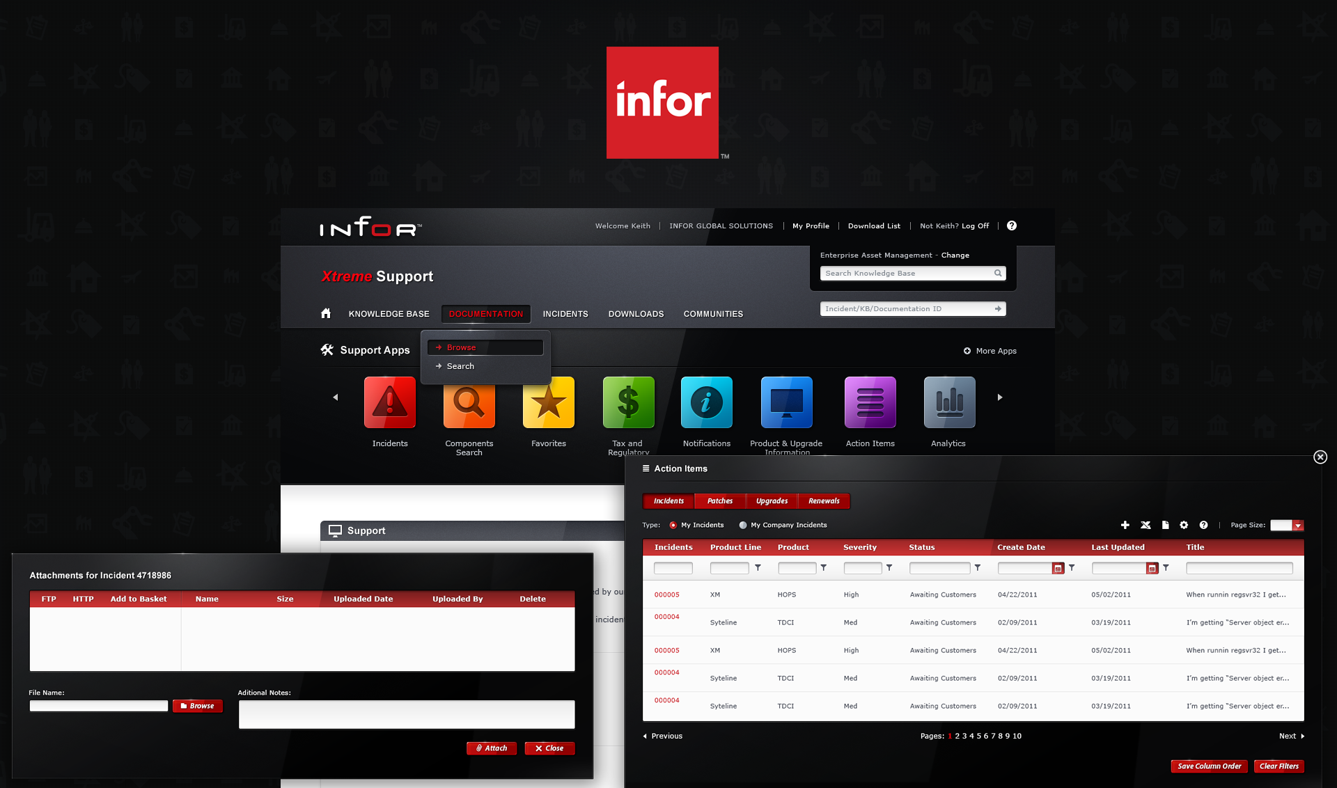 Infor Xtreme Support Website Design After delivering stunning results on Infor.com, Infor Global Systems brought The Skins Factory back for another major web design project - the reimagining of the Infor Support site... Infor Xtreme Support. Once again, The Skins Factory web design team carried over the design language we established for previous Infor projects, to keep the brand symmetry intact while giving Infor Xtreme Support it's own look and feel.