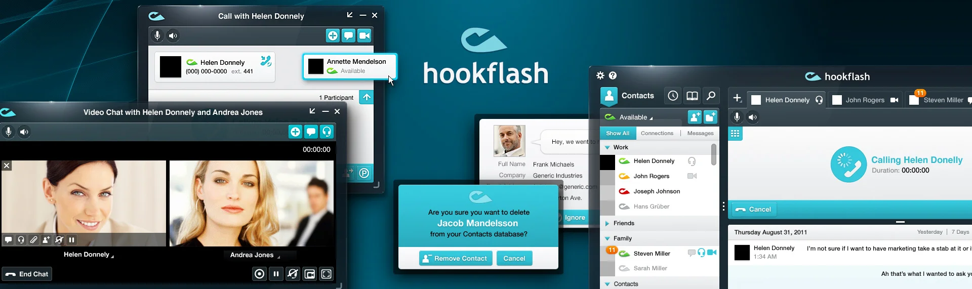 Hookflash Desktop Application UX & UI Design Hookflash set out with a single goal: to create the ultimate cross-platform client application for desktop communications. Doing so required finding a concept and design partner capable of thinking outside of the box enter The Skins Factory. Taking cues from mobile application trends in simplification, we nested deeper less-used functions neatly & logically throughout the UI, while clean lines, a translucent framework & shallow tactility created a sense of calm and purpose.