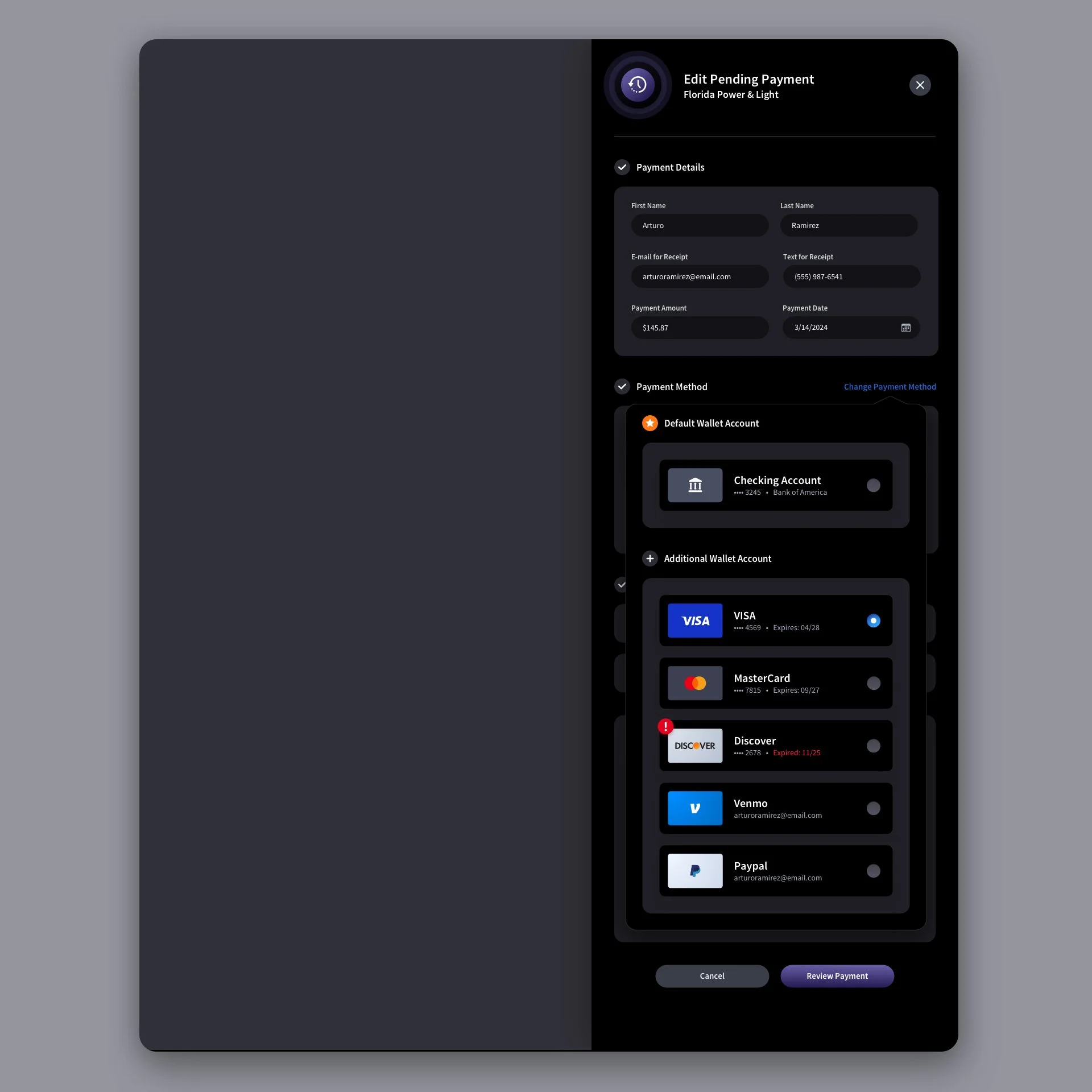 Fintech Biller UI UX Design - Manage Pending Payments - Dark Mode 6.jpg