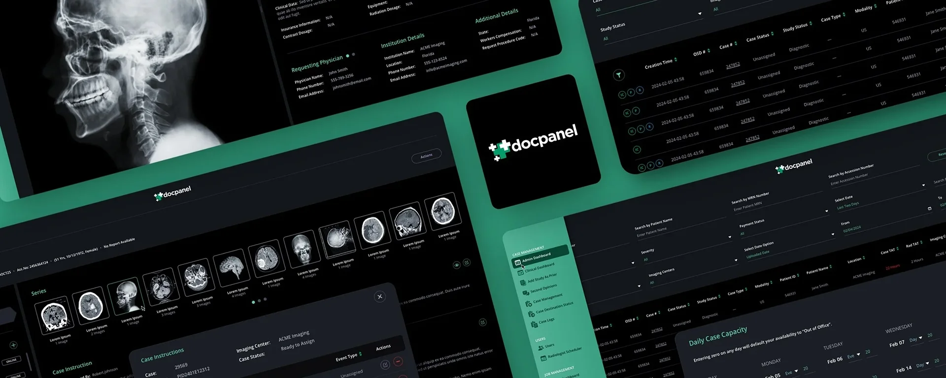 DocPanel Radiology Marketplace - Web App UI/UX Design by The Skins Factory - Dark Mode Version