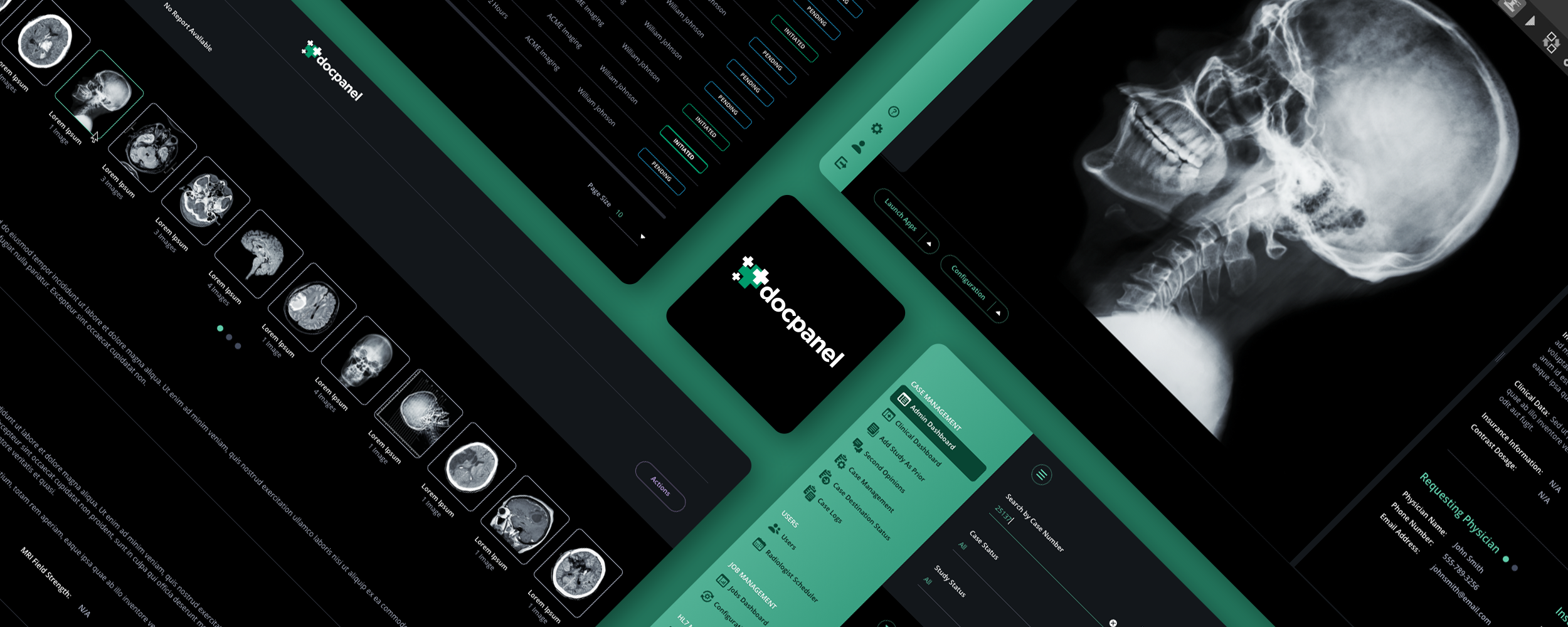 DocPanel radiology healthcare platform dark mode UI and UX design by The Skins Factory