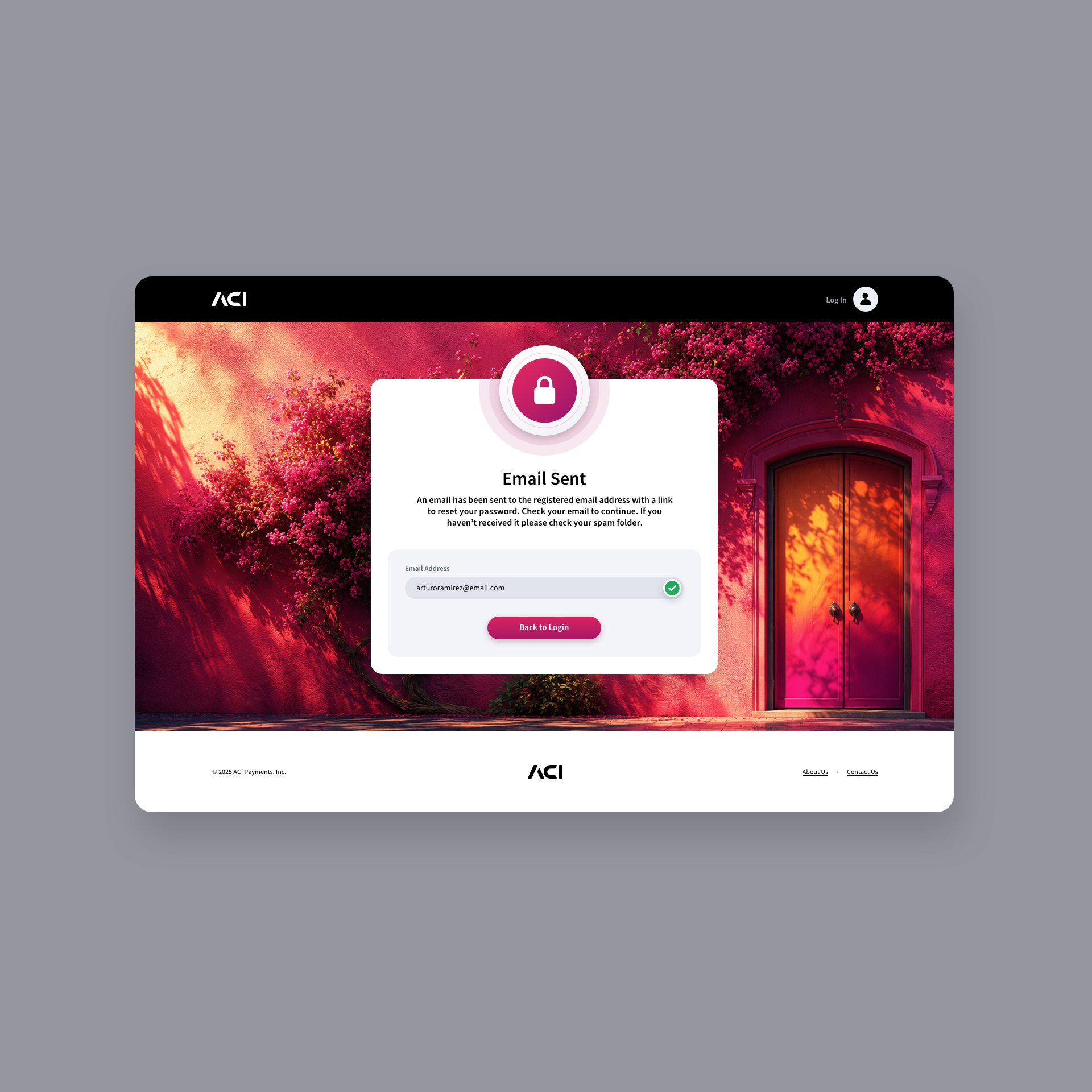 Login - Reset Password - Email Sent - Desktop