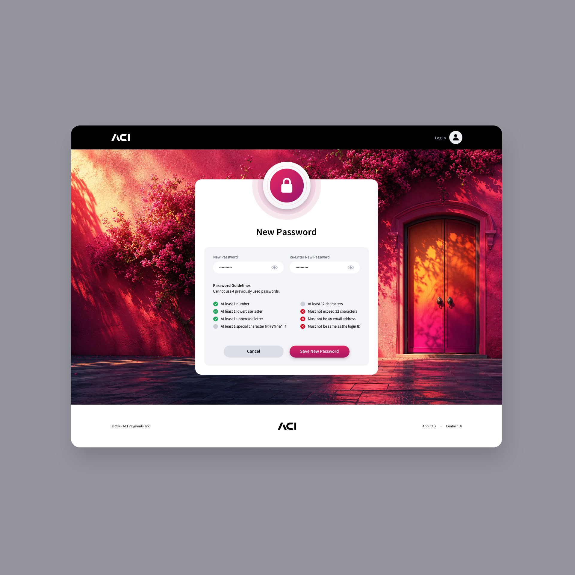 Login - New Password - Desktop
