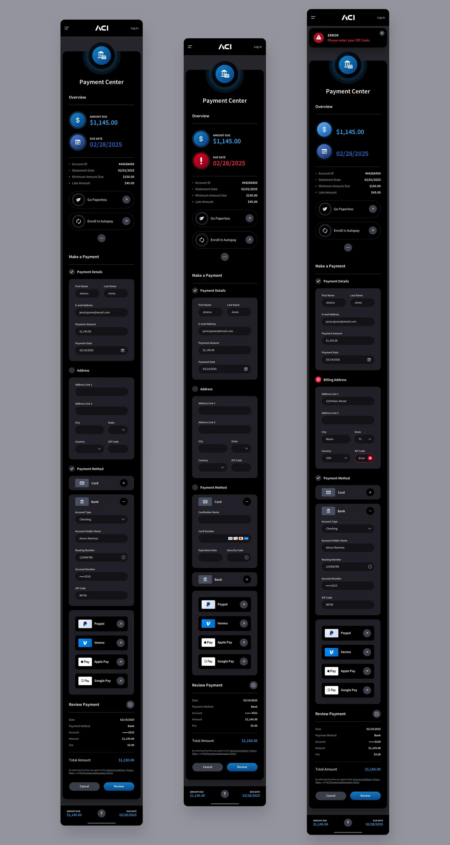 ACI Worldwide | Biller Web & Mobile App UI/UX Design - Dark Mode — The ...