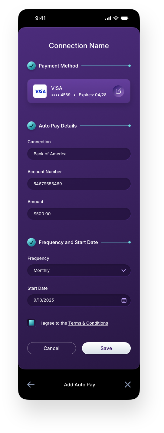 Fintech Mobile UI/UX Design - AutoPay Edit Scheduled Payment Screen - Web App by The Skins Factory