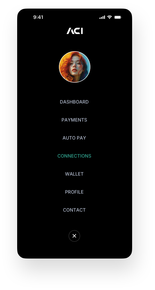 Fintech Mobile UI/UX Design - Connections Mobile Menu - Web App by The Skins Factory