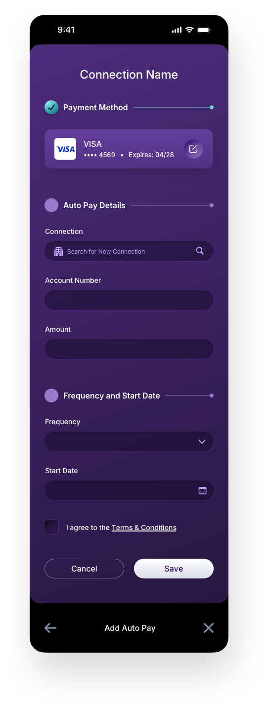 Fintech Mobile UI/UX Design - AutoPay New Scheduled Payment Screen - Web App by The Skins Factory
