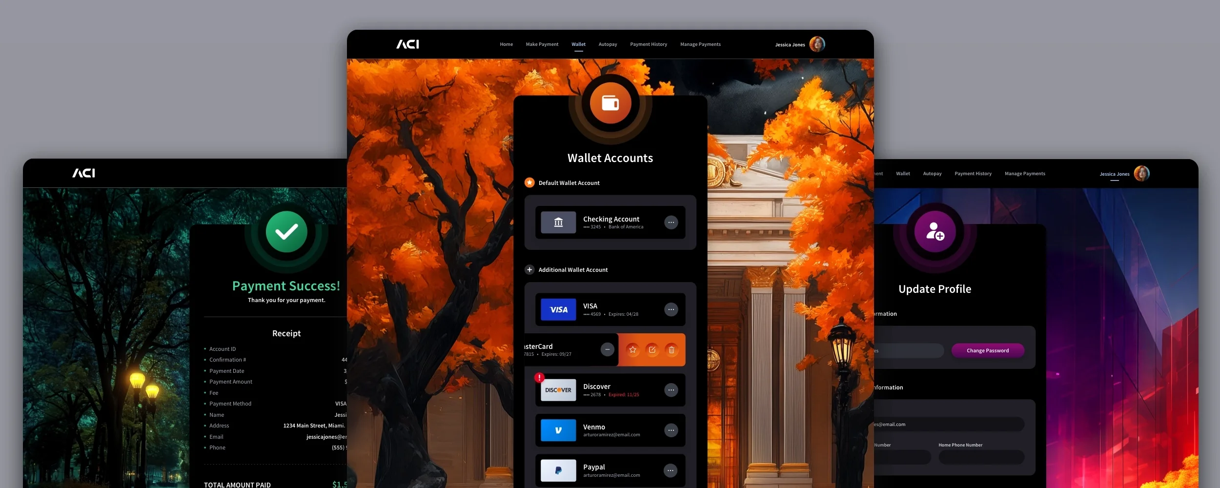 ACI Worldwide Biller App UI UX Design Preview Dark Mode