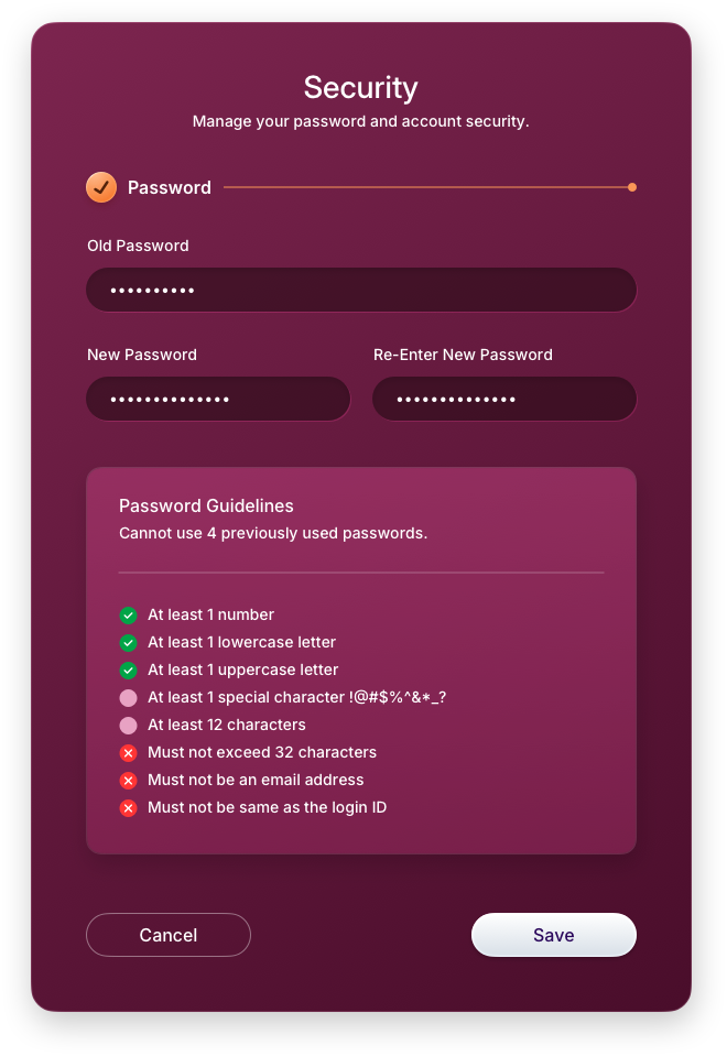 Fintech UI/UX Design - Profile - Security Panel - Web App by The Skins Factory